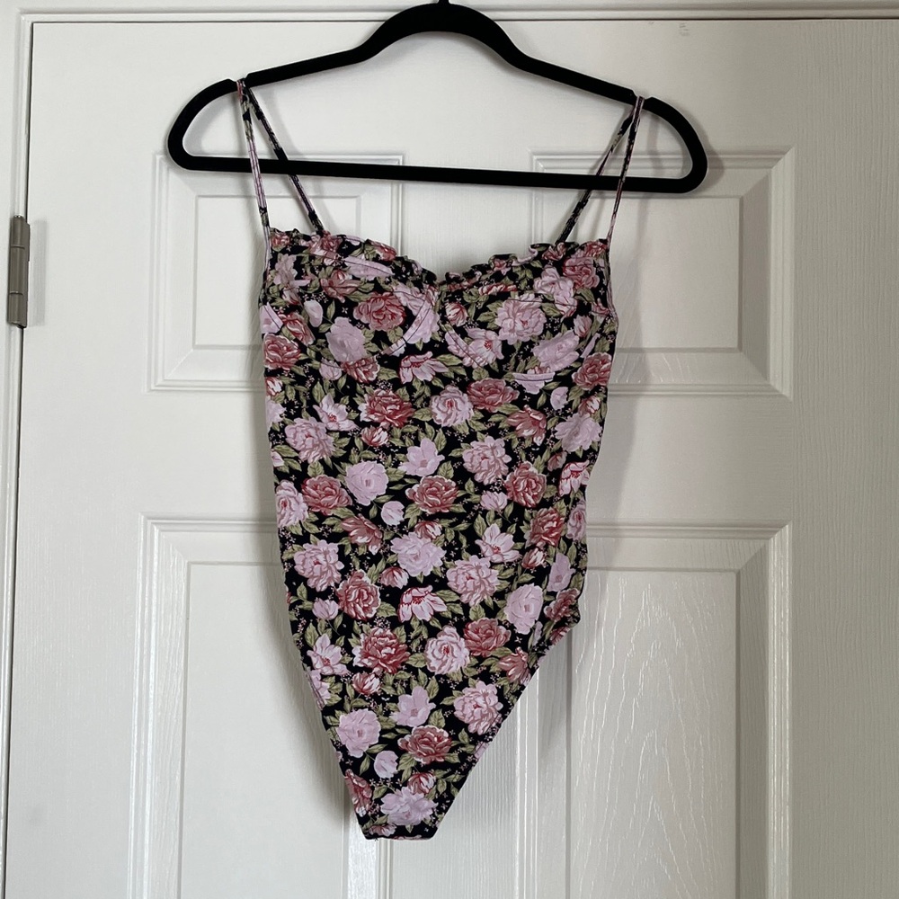 Motel Rocks Floral Jumpsuit - Black and Pink